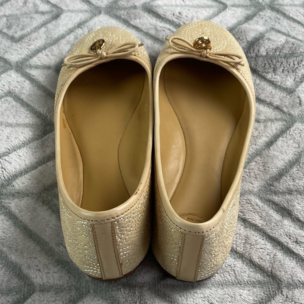 Tory Burch leather ballet flats with embroidered logo size 7.5 - Picture 4 of 11